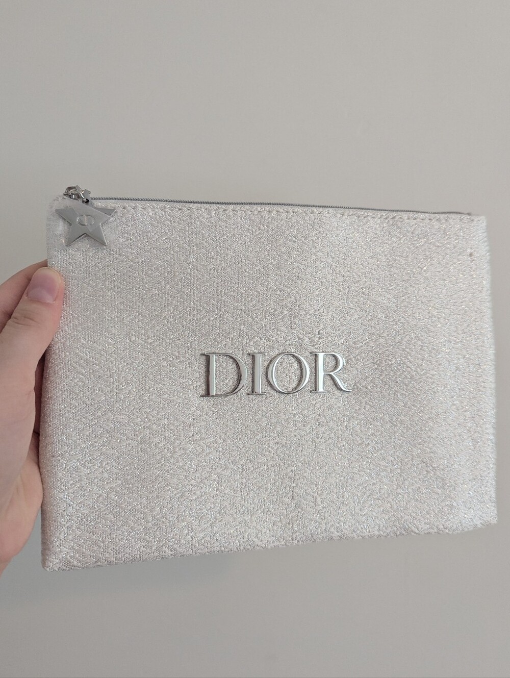 Dior Beauty Silver-White Sparkle Zip Cosmetic Pouch - Picture 2 of 7